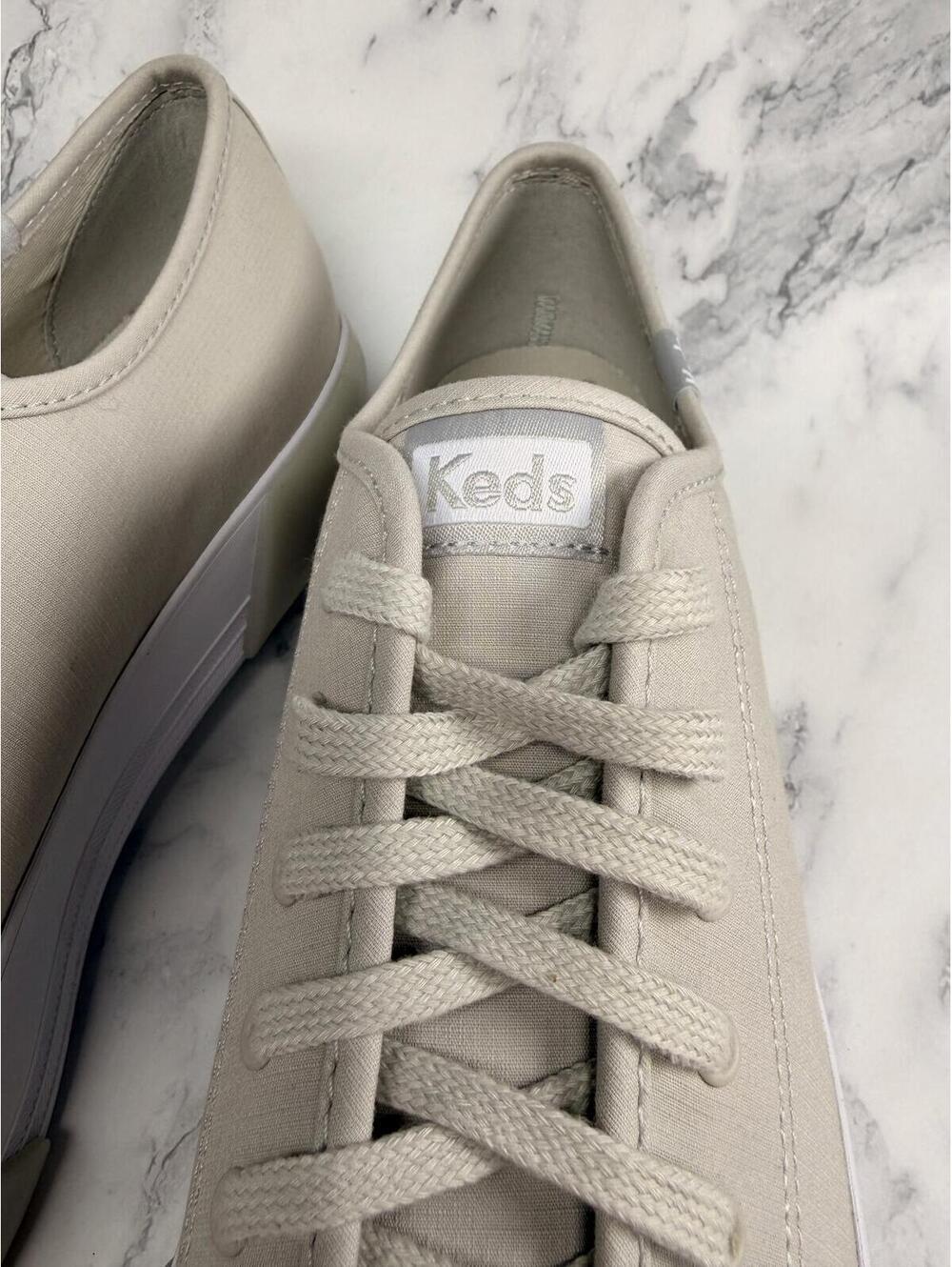 Keds Platform Sneakers Womens Size 10 Beige Canvas Lace Up Shoes - Picture 2 of 7